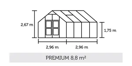 Juliana Premium - 8,8 m2 alu/sort 3 mm hærdet glas i hele baner