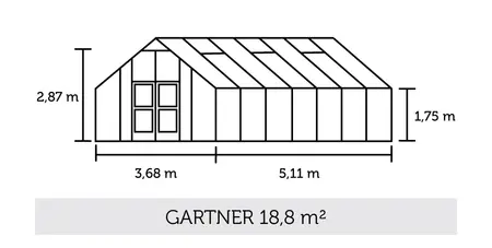 Juliana Gartner - 18,80 m2 alu/sort 3 mm hærdet glas i hele baner