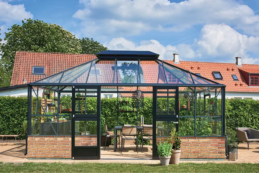 Juliana Grand Oase - 18,8 m2 Wandmodell Anthrazit/Schwarz 3mm sicherheitsglas in voller Länge