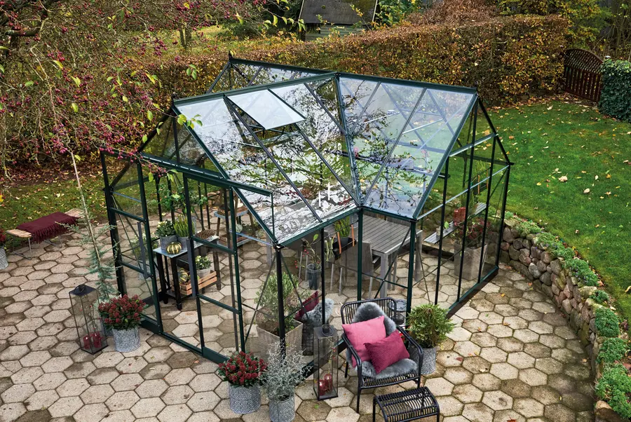 ICON Gardenhouse 8 · 13.0 m² (8' x 12') Green w/3 mm Toughened Glass