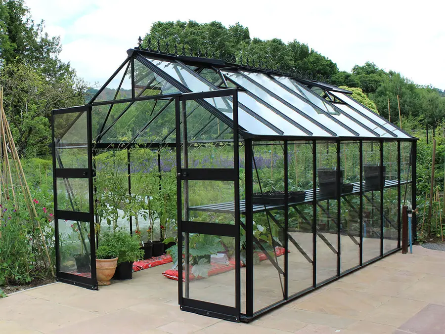 Halls Cotswold Blockley 8x14ft - Black - 3mm toughened glass
