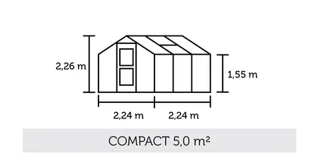 Juliana Compact - 5,0 m2 alu/sort 10 mm polycarbonat