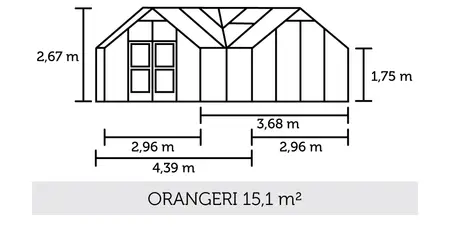 Juliana Orangeri - 15,10 m2 antracit/sort 3 mm hærdet glas i hele baner
