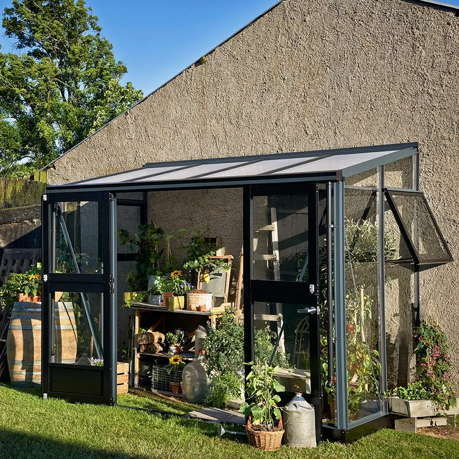 Juliana Veranda - 4,40 m2 antracit/sort 3 mm hærdet glas i hele baner