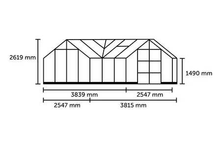 ICON Gardenhouse 8 · 13.0 m² (8' x 12') Black w/3 mm Toughened Glass